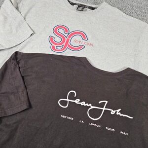 Sean John Graphic T-Shirt Bundle Mens XXL Grey SJ Logo Black Script 2pk read